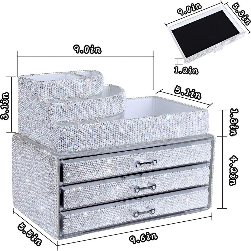 NWT Sparkling Bling Swarovski Crystal Rhinestone Cosmetic Organizer Jewe… - Picture 11 of 16